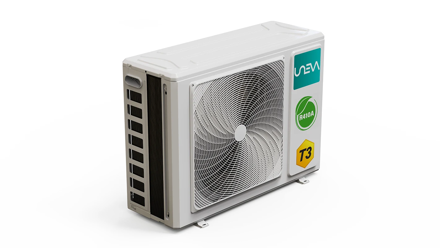 کولر گازی یونیوا سری PRO T3 — یونیت خارجی، نمای سه‌رخ